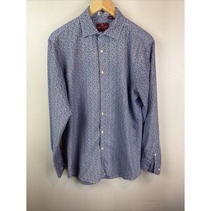 henri christian Long Sleeve Button Up Shirt Size M Floral AOP Wrinkle Free